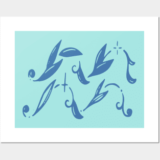 blue Aquarius waves zodiac sign Posters and Art